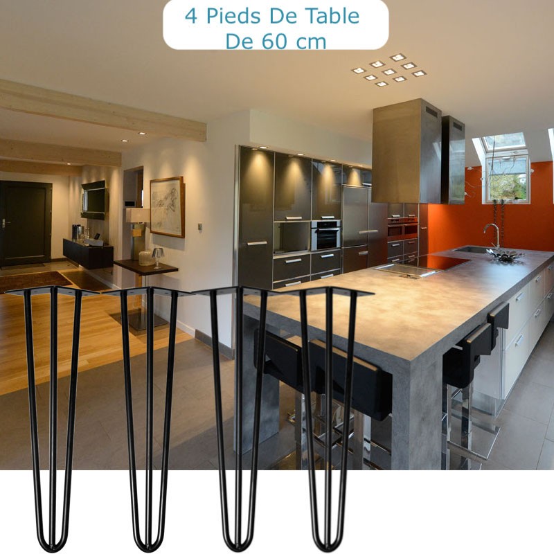 4 Pieds De Tables De 60 cm De Haut, Design Loft Et Industriel