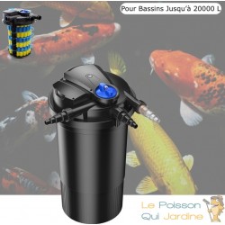 Filtre Bassin De Jardin Sous Pression, UV 18W, Max 20000L, Modèle Premium