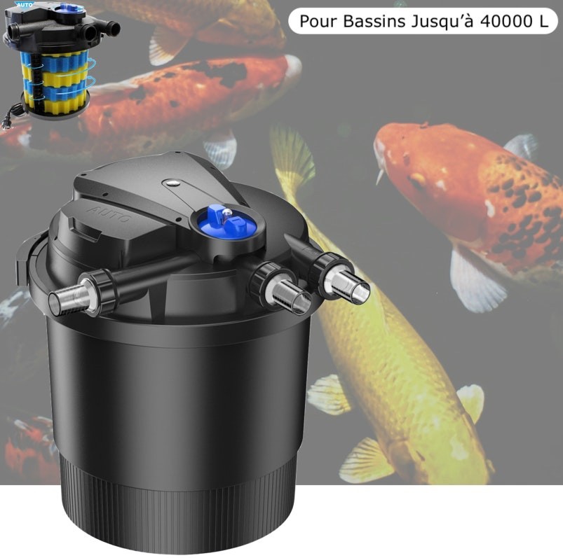 Filtre Bassin De Jardin Sous Pression, UV 36W, Max 40000 Litres. Modèle Premium