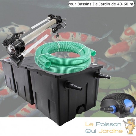 Kit de Filtration complet avec UV 110 W pour bassin de jardin : 40 à 60 m³