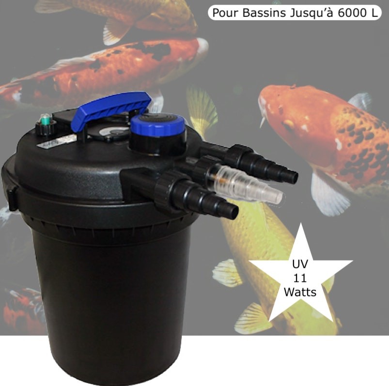 Filtre Bassins De Jardin Sous Pression, UV 11W, Jusqu'à 6000 Litres