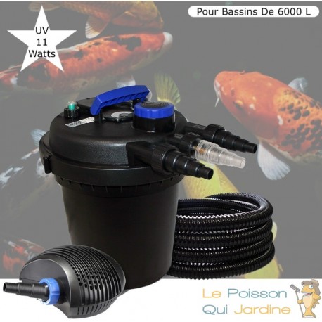 Kit Filtre Pression UV 11W Puissant, Pour Bassins De 6000 L