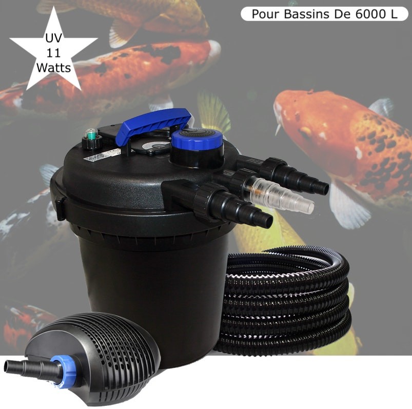 Kit Filtre Pression UV 11W Puissant, Pour Bassins De 6000 L