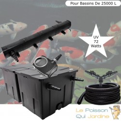 Kit Filtration Complet, UV 72W, Pour Bassins De Jardin De 25000 L