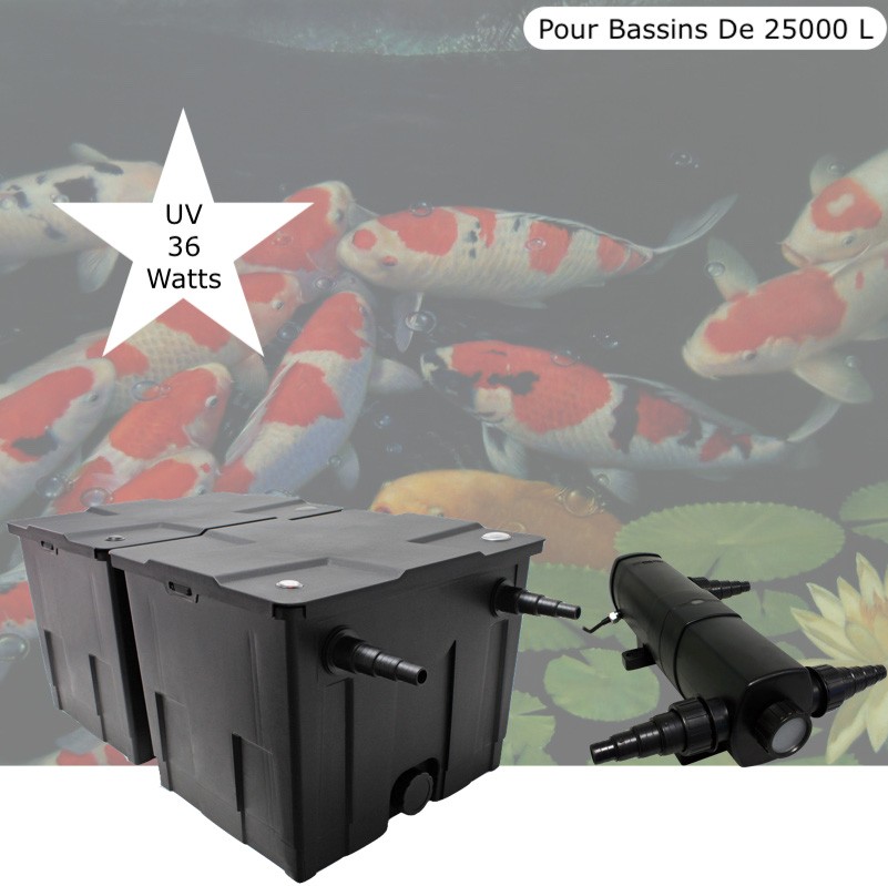 Filtre Bassin + Clarificateur UV Stérilisateur 36W , Pour Bassin De Jardin Jusqu'à 30000 Litres