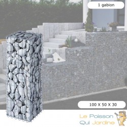 Gabion En Métal Galvanisé, Robuste, Résistant, 100 x 50 x 30 cm