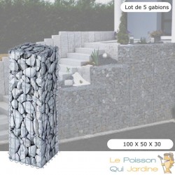 Lot De 5 Gabions En Métal Galvanisé - Robustes - Résistants - 100 x 50 x 30 cm