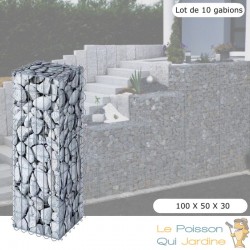 Lot De 10 Gabions En Métal Galvanisé, Robustes, Résistants, 100 x 50 x 30 cm