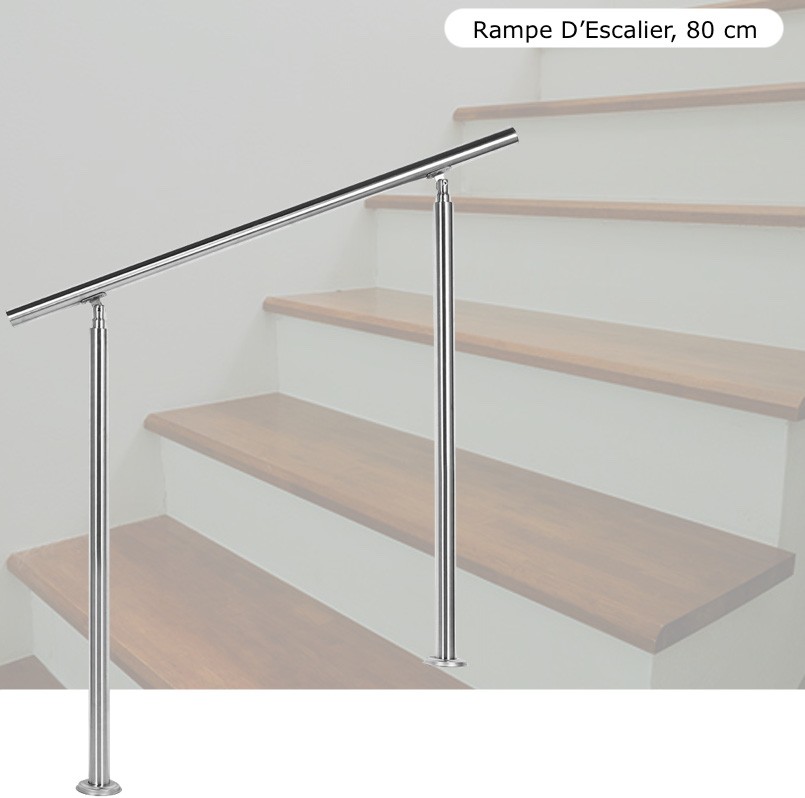 Rampe D'Escalier, Main Courante, Sur Pied, 80 cm, Acier Inoxydable