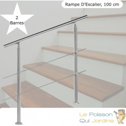 Rampe D'Escalier Sur Pied, 100 cm, En Acier Inoxydable, 2 Barres