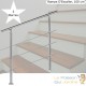 Rampe d'escalier sur pied 100 cm en inox 3 barres. Main courante -