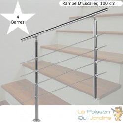 Rampe D'Escalier Sur Pied, 100 cm, En Acier Inoxydable, 4 barres