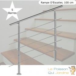 Rampe D'Escalier Sur Pied, 100 cm, En Acier Inoxydable, 5 barres
