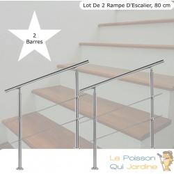 Lot 2 Rampes D'Escalier Sur Pied, 80 cm, En Acier Inoxydable, 2 Barres