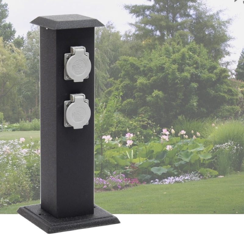 Multiprise Borne Noire 4 Prises Électriques Pour Jardin Et Extérieur