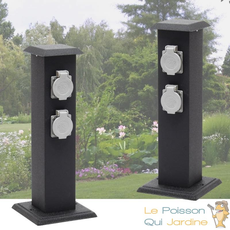 Multiprise Borne Noire 4 Prises Électriques Pour Jardin Et Extérieur - Le  Poisson Qui Jardine