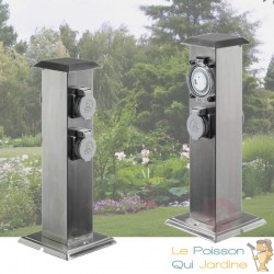 2 Multiprises Inox 4 Prises Électriques Et Minuterie Pour Jardin Et Extérieur