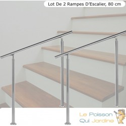 Lot de 2 : Rampes D'Escalier Sur Pieds 80 cm En Acier Inoxydable