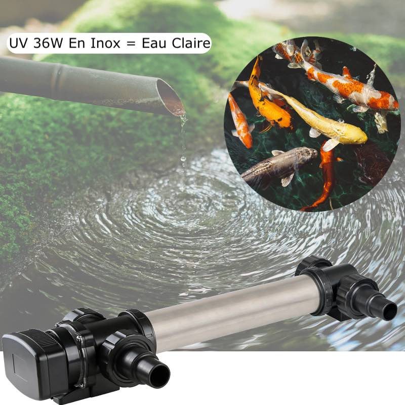 U.V INOX Stérilisateur - Clarificateur ( Ultra Violet ) 36W Pour Bassin De Jardin De Plus De 15 m³