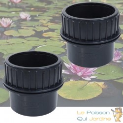 Lot de 2 : Passe paroi à visser PVC 110 mm pour bassin de jardin et étang. Idéal aussi pour piscine ou transfert de liquides