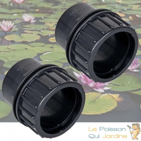 Lot de 2 Passe parois à visser PVC 75 mm pour bassin de jardin et étang