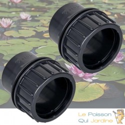 lot de 2 Passe parois à visser PVC 90 mm pour bassin de jardin et étang