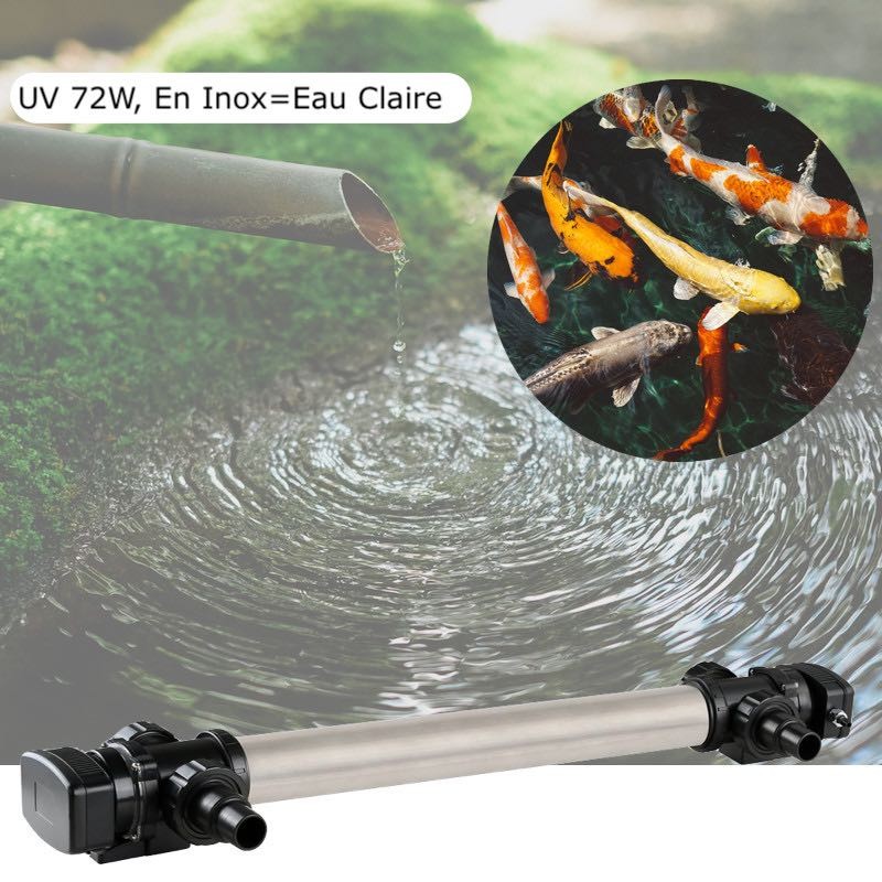 U.V INOX Stérilisateur - Clarificateur ( Ultra Violet ) 72W Pour Bassin De Jardin De Plus De 25 à 30 m³