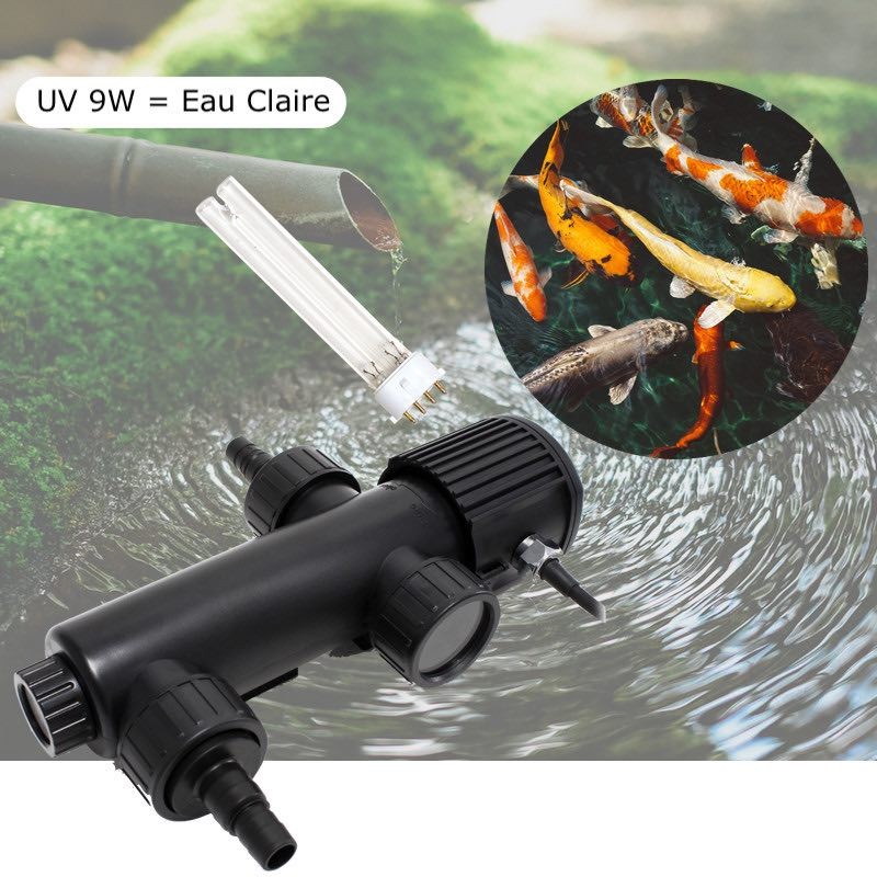 U.V ( Ultra Violet ) Stérilisateur - Clarificateur 9W Pour Aquarium, Bassins + 1 Ampoule Supplémentaire