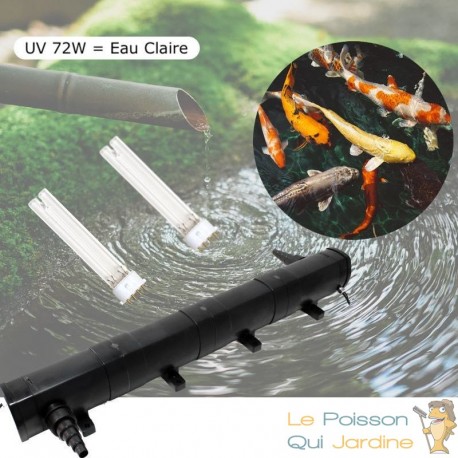 U.V Stérilisateur - Clarificateur 72W pour Bassin de 45 à 60 m³ + 2  ampoules de rechange - Le Poisson Qui Jardine