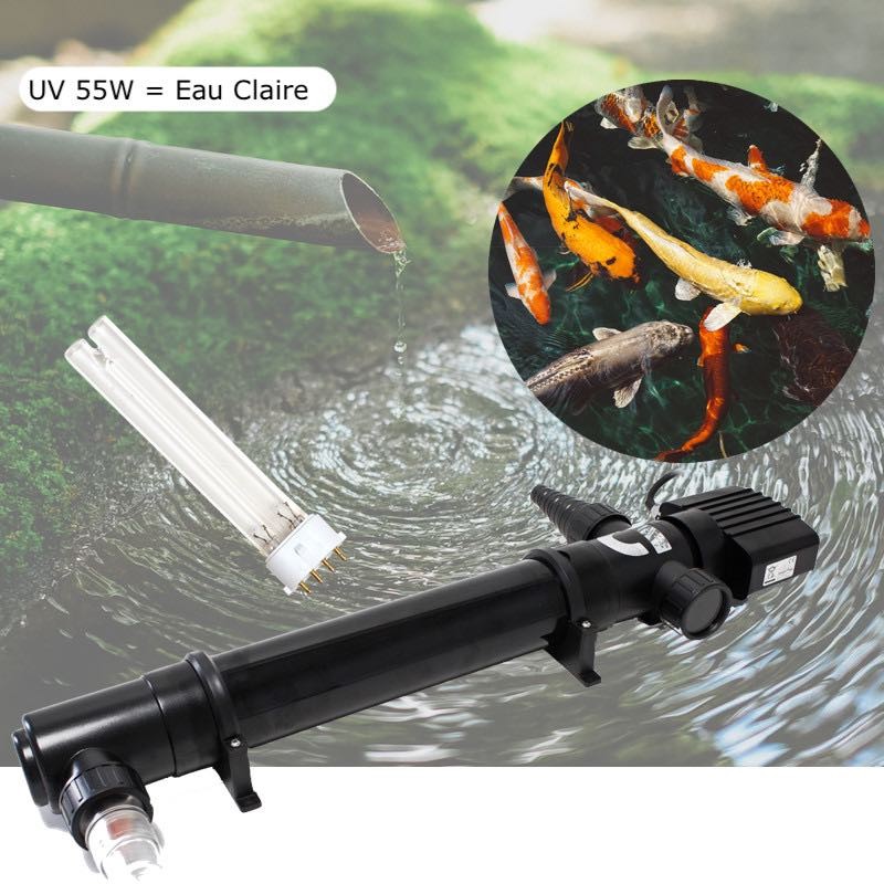 U.V 55W Stérilisateur - Clarificateur Pour Bassin De Jardin De 20 À 35 m³ + 1 Ampoule De Rechange