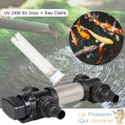 U.V INOX ( Ultra Violet ) Stérilisateur - Clarificateur 24W Pour Bassin De 10 m³ + 1 Ampoule Supplémentaire