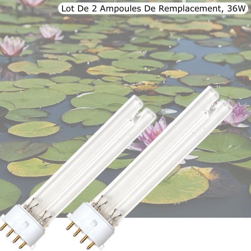 Lot De 2 Ampoules UV Stérilisateur - Clarificateur 36W, Pour Aquarium, Bassins De Jardin