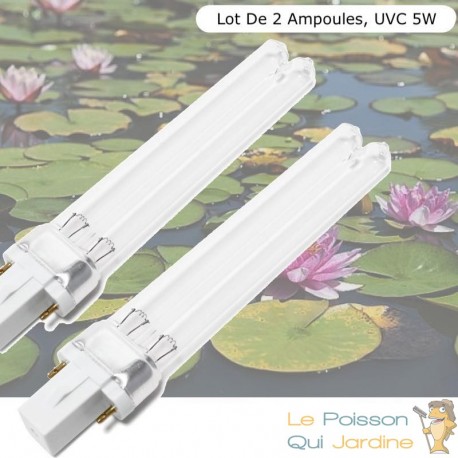 Lot De 2 Ampoules De Remplacement, UVC 5W, Pour Aquarium Et Bassin