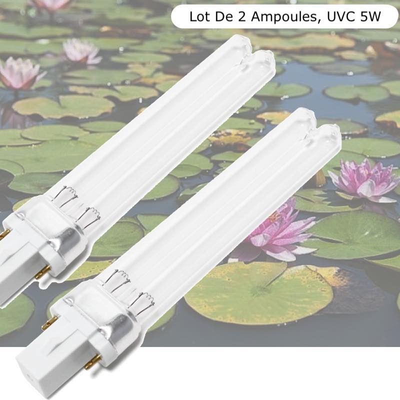 Lot De 2 Ampoules Stérilisateur - Clarificateur, UV 5W, Pour Aquarium Et Bassin