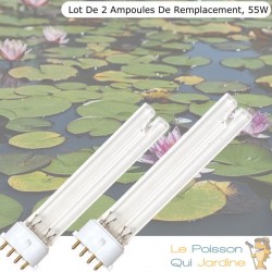 Lot de 2 Ampoules Stérilisateur - Clarificateur UV 55W, Pour Aquarium, Bassin De Jardin