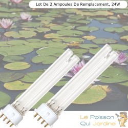 Lot de 2 Ampoules Stérilisateur - Clarificateur UV 24W, Pour Aquarium, Bassin De Jardin