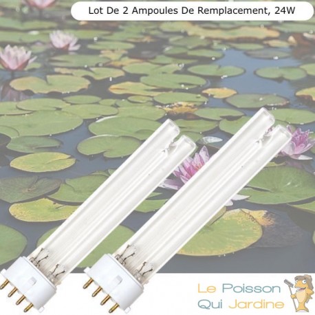 Lot de 2 Ampoules De Remplacement, UV 24W, Pour Aquarium, Bassin De Jardin