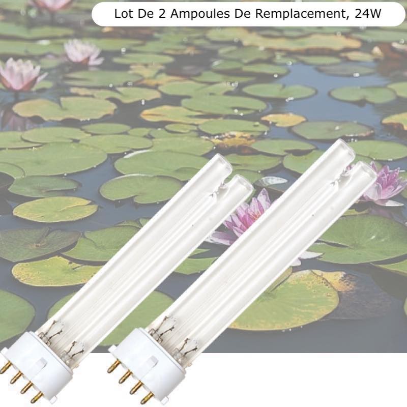Lot de 2 Ampoules Stérilisateur - Clarificateur UV 24W, Pour Aquarium, Bassin De Jardin