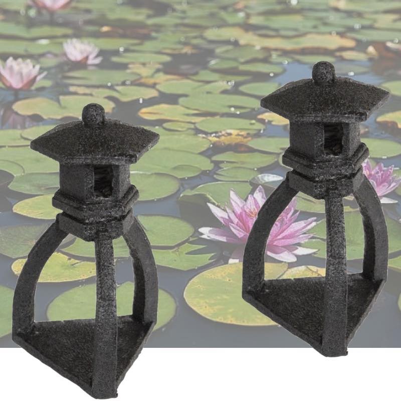 Lot De 2 Décorations De Bassin De Jardin, et Piscines Pagode Noire, Zen, En Résine