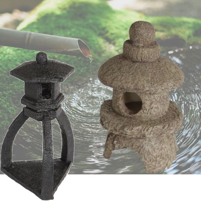 2 Décorations De Bassin De Jardin, et Piscines Pagode Noire + Pagode