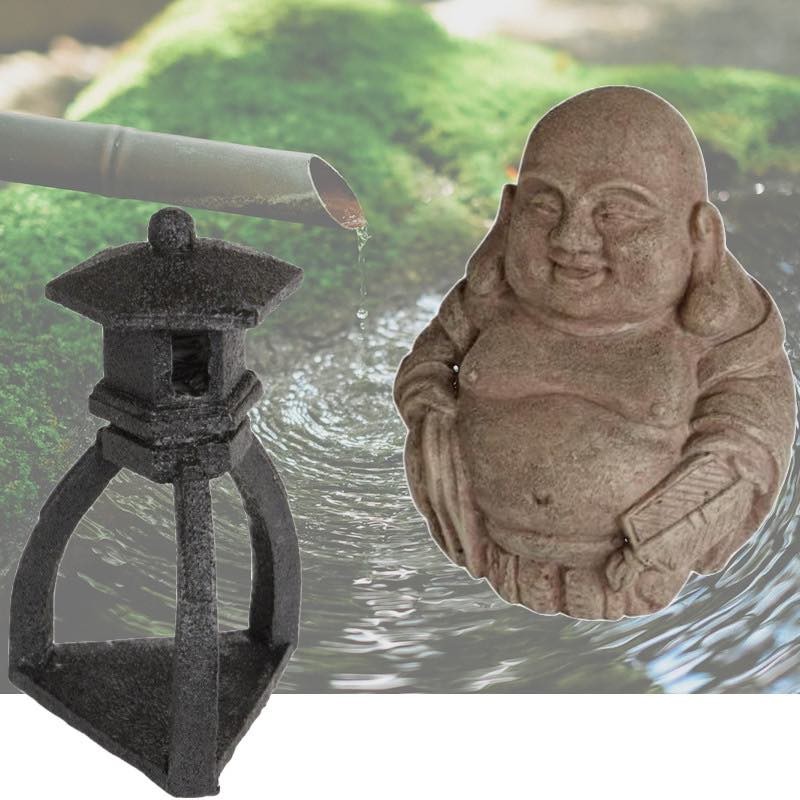 2 Décorations De Bassin De Jardin, et Piscines Bouddha + Pagode Noire