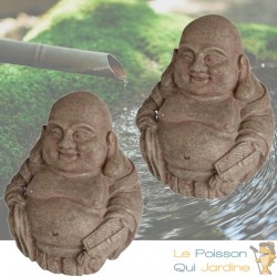 Lot De 2 Décorations De Bassin De Jardin, 2 Bouddhas, Zen, En Résine