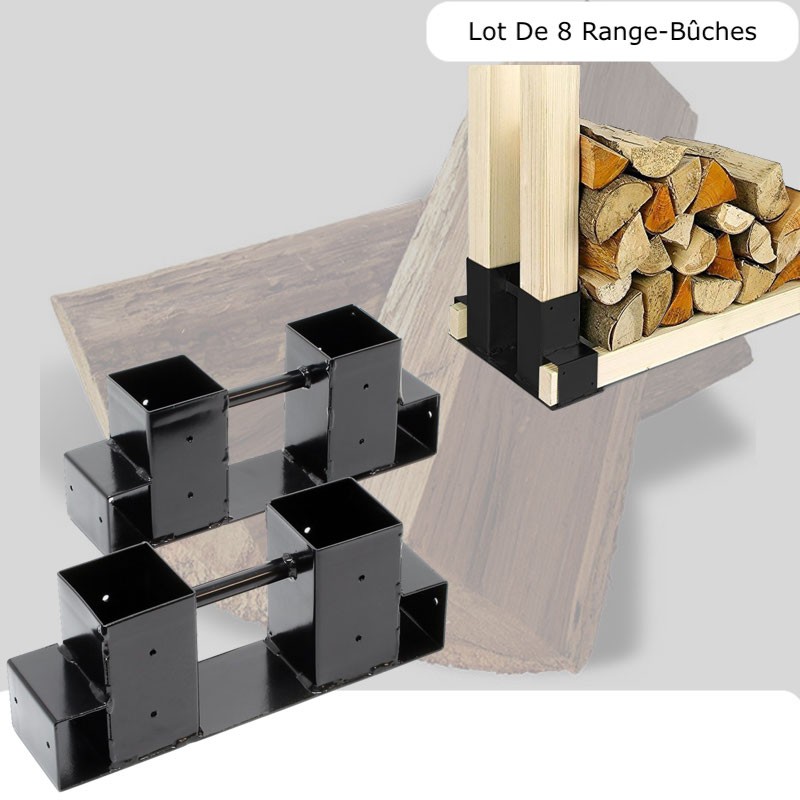 8 Range-Bûches, Supports En Métal, Pour Rangement Du Bois De Chauffage