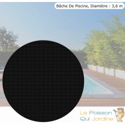 Bâche, Couverture Piscine, Ronde À Effet Isolant, Noire, Diam: 3,6 m