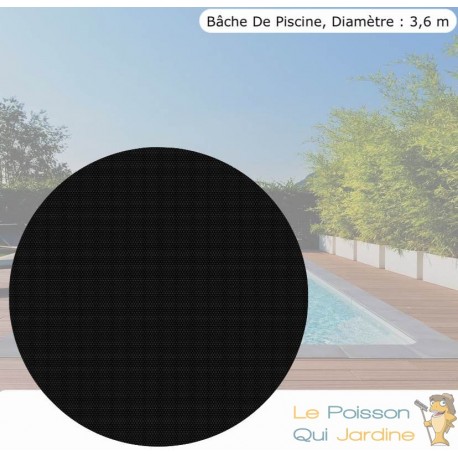 Bâche, Couverture Piscine, Ronde À Effet Isolant, Noire, Diam: 3,6