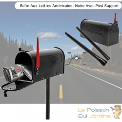 Boîte Aux Lettres, Style Américaine, Noire, Avec Pied Support