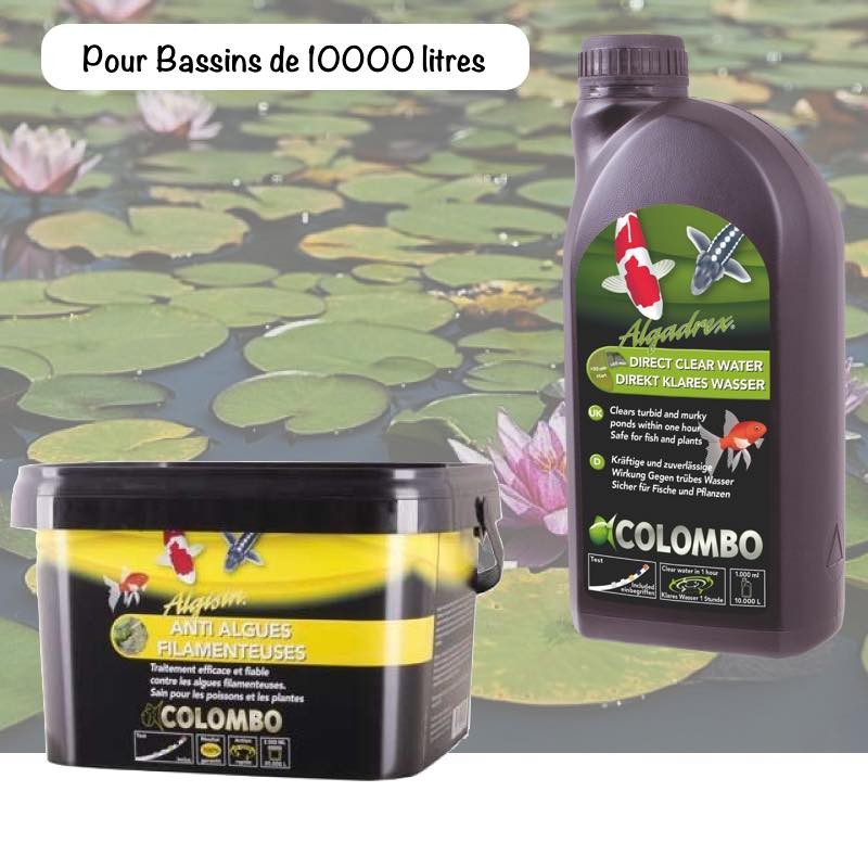 Pack anti algues et eau verte des bassins de jardin. Pour 10 m3