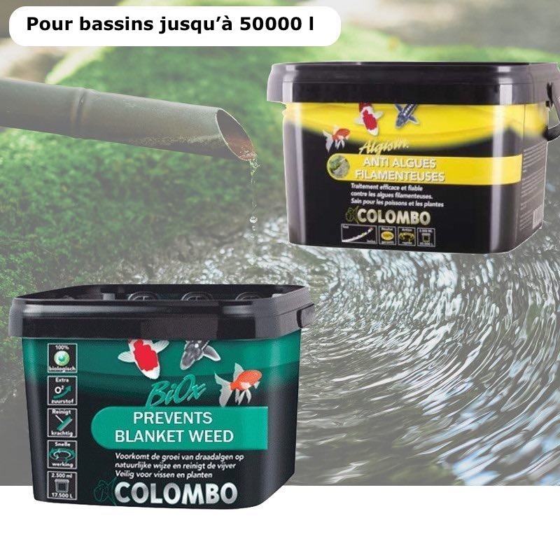 Pack anti algues filamenteuses et oxygène pour bassins de max. 50000 litres