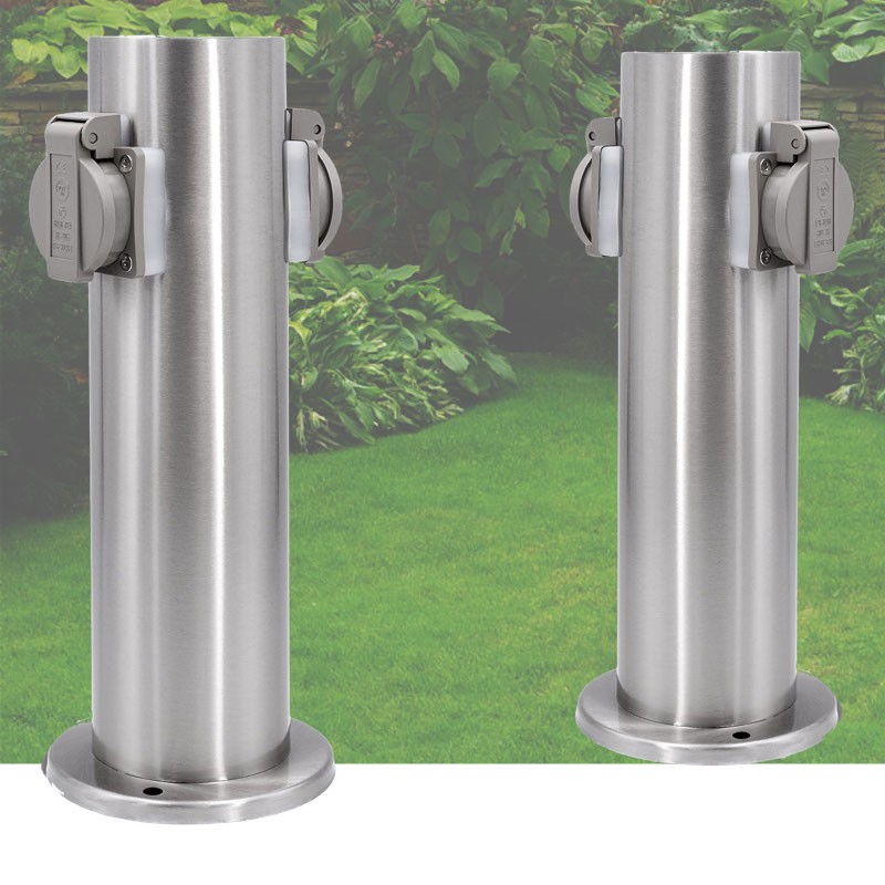 Multiprise Borne Inox 4 Prises Électriques Pour Jardin Et Extérieur - Le  Poisson Qui Jardine