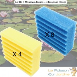 Lot De 8 Mousses Bleues + 4 Mousses Jaunes, De Filtration, De Remplacement,